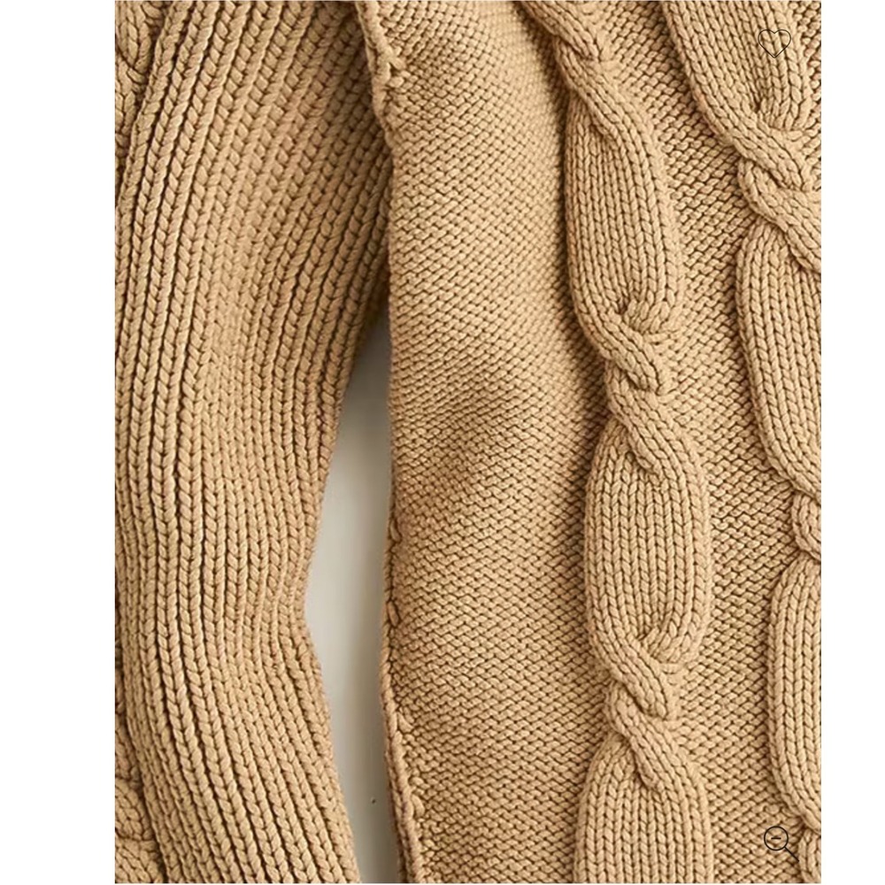 J. Crew Cable Knit V Neck Sweater Tan‎ Size L - Picture 4 of 12